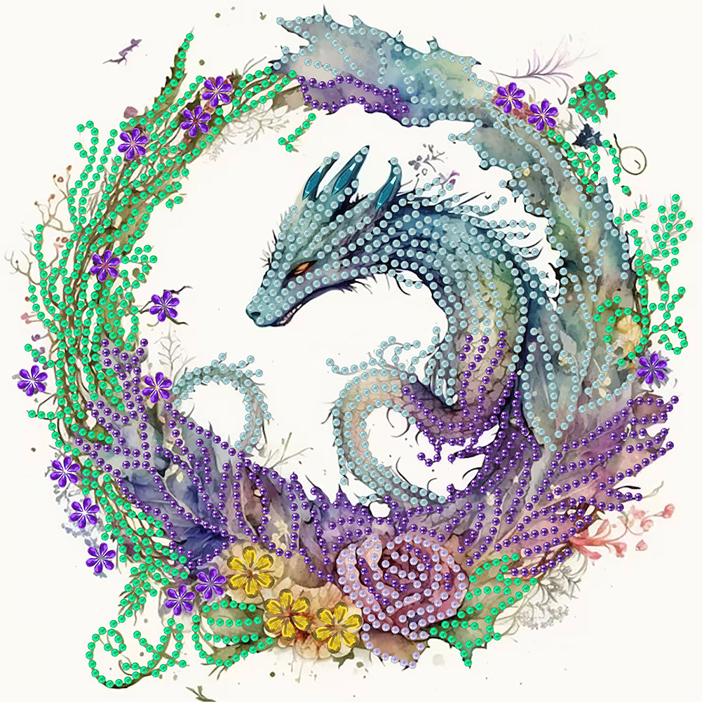 Diamond Painting - Partial Special Shaped - circling dragon (30*30CM)