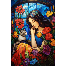 Load image into Gallery viewer, Diamond Painting - Full Round - Flowers, girls and cats (40*60CM)
