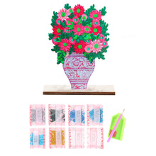 Load image into Gallery viewer, Special Shape Single-Side Desktop Diamond Art Decor (Pink Vase With Flowers)
