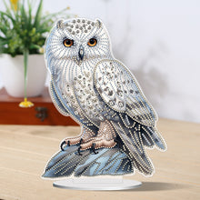 Load image into Gallery viewer, White Head Owl Special Shape Desktop Diamond Art Desktop Decor (Owl on Stone)
