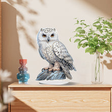 Load image into Gallery viewer, White Head Owl Special Shape Desktop Diamond Art Desktop Decor (Owl on Stone)
