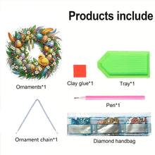 Load image into Gallery viewer, Single Sided Easter Wreath Cute Diamond Art Hanging Pendant Wall Decor (Chicken)
