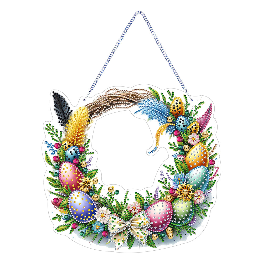 Single Sided Easter Wreath Cute Diamond Art Hanging Pendant Wall Decor (Bowknot)