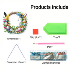 Load image into Gallery viewer, Single Sided Easter Wreath Cute Diamond Art Hanging Pendant Wall Decor (Bowknot)
