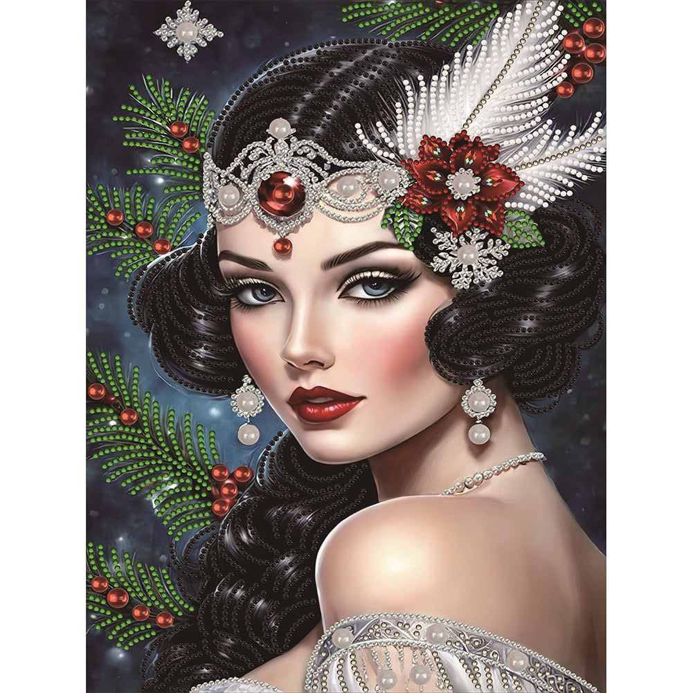 Diamond Painting - Partial Special Shaped - noble lady (30*40CM)