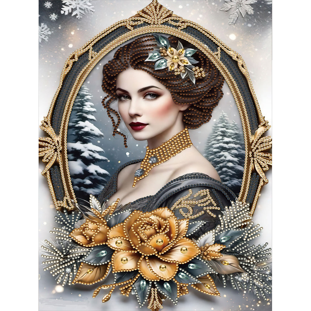 Diamond Painting - Partial Special Shaped - noble lady (30*40CM)