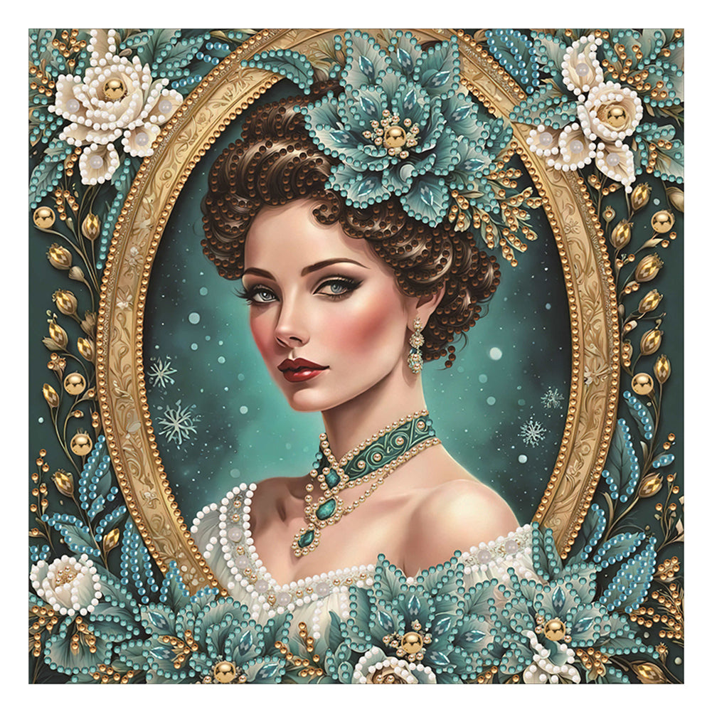 Diamond Painting - Partial Special Shaped - noble lady (30*30CM)