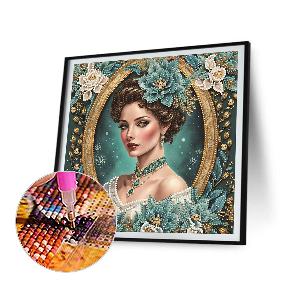 Diamond Painting - Partial Special Shaped - noble lady (30*30CM)