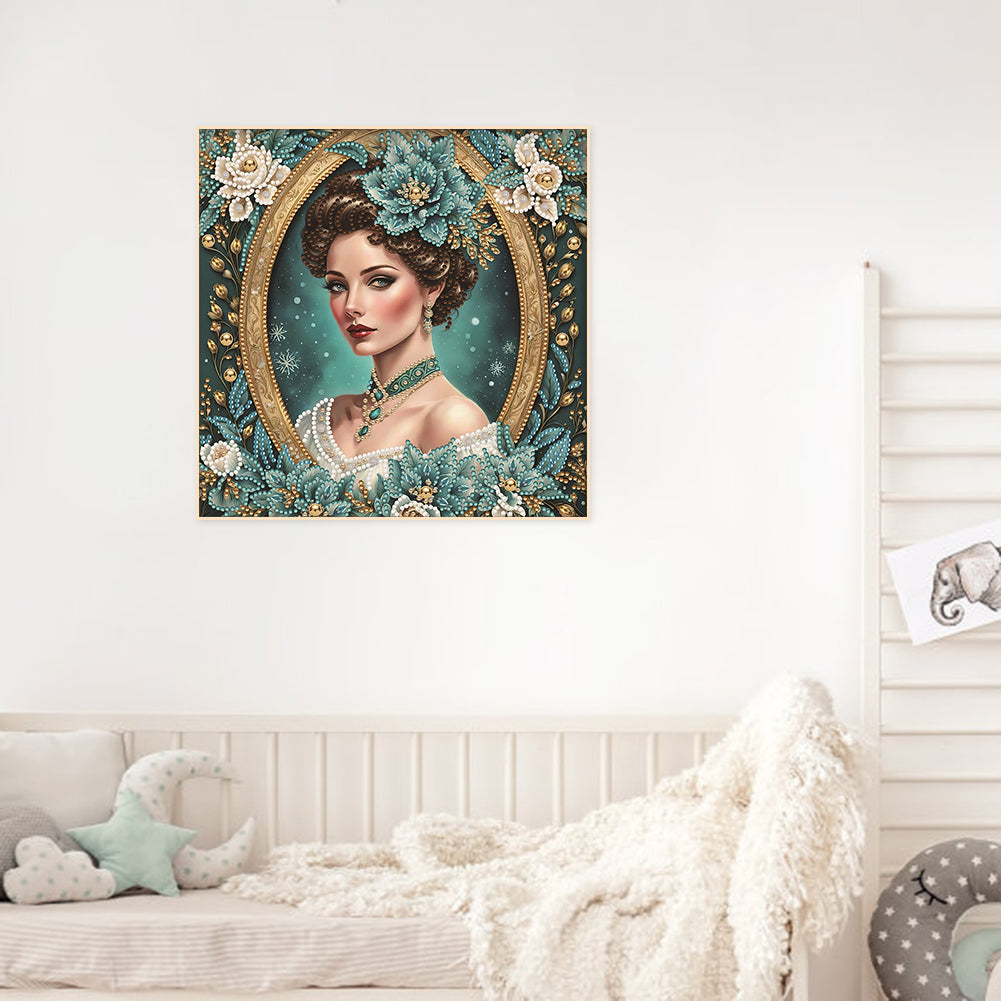 Diamond Painting - Partial Special Shaped - noble lady (30*30CM)