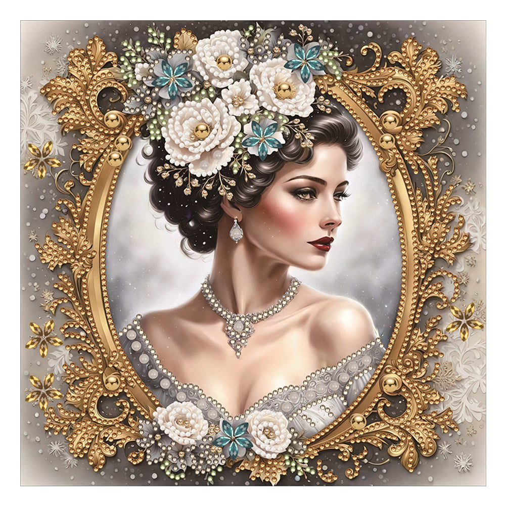 Diamond Painting - Partial Special Shaped - noble lady (30*30CM)