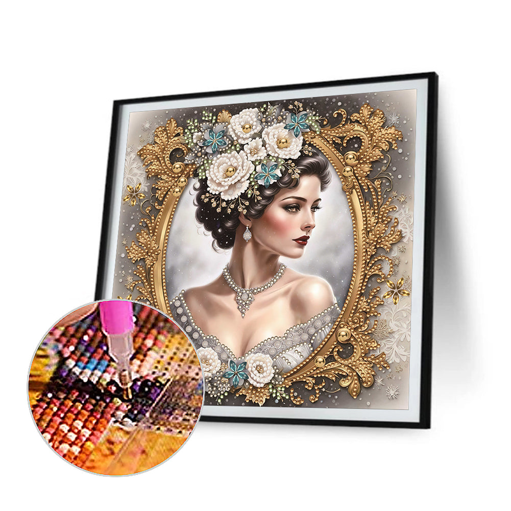 Diamond Painting - Partial Special Shaped - noble lady (30*30CM)