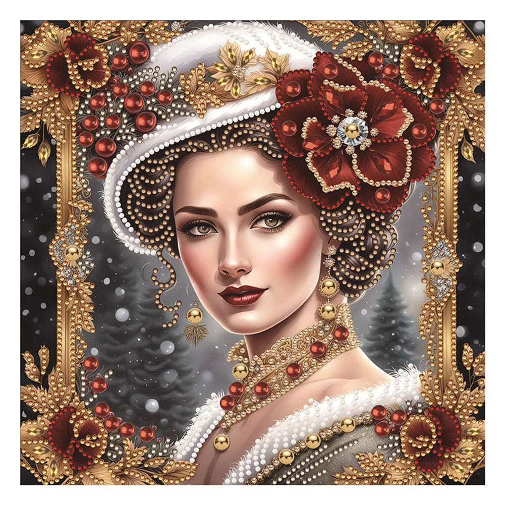 Diamond Painting - Partial Special Shaped - noble lady (30*30CM)