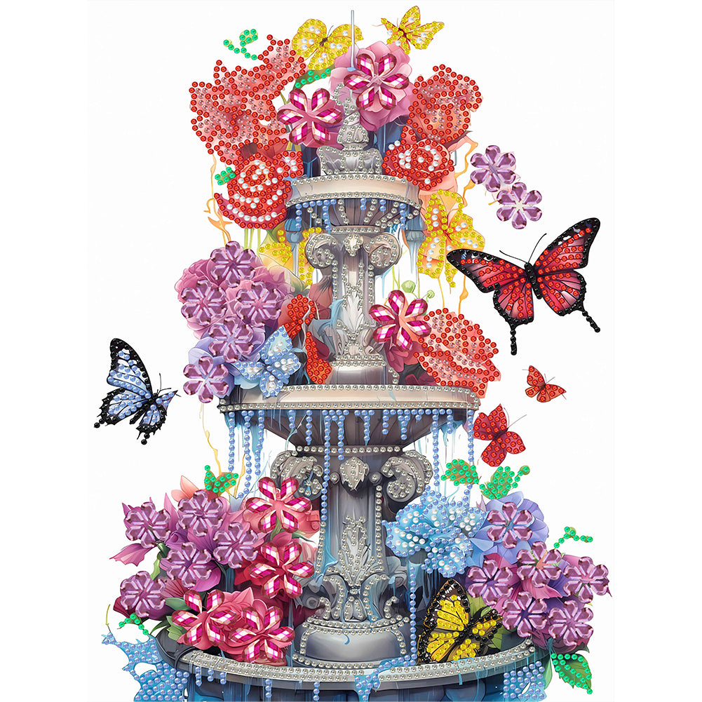 Diamond Painting - Partial Special Shaped - Butterfly fountain (30*40CM)