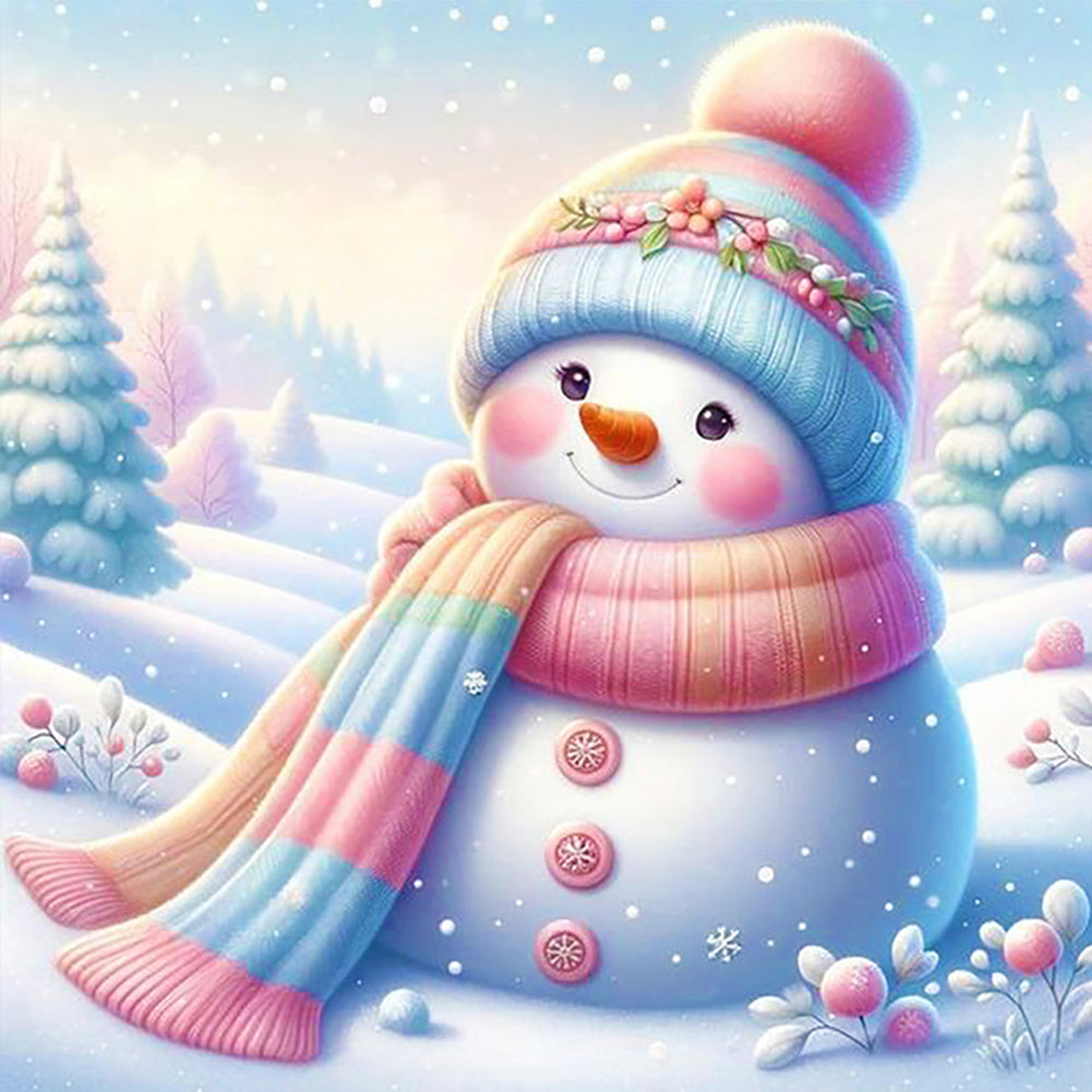 Diamond Painting - Full Round - Snowman in colorful clothes (30*30CM)