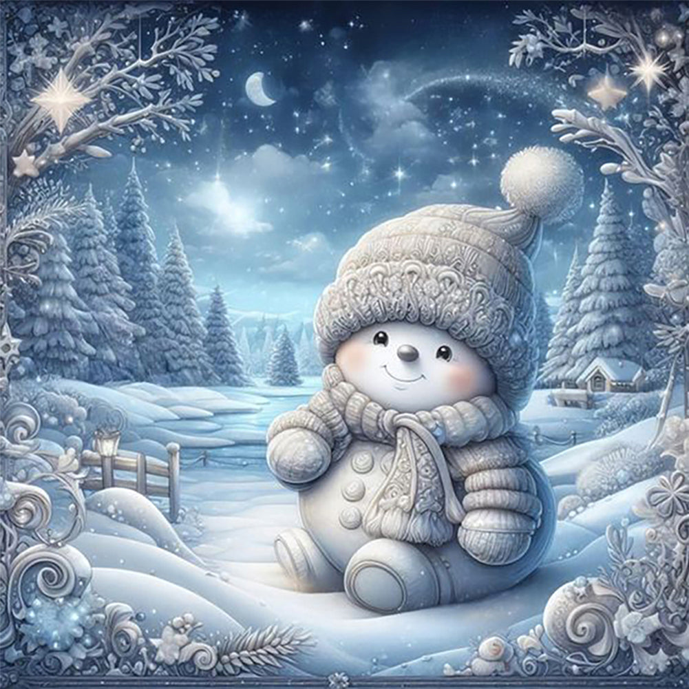 Diamond Painting - Full Round - Snow doll on the snow (30*30CM)