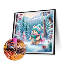 Load image into Gallery viewer, Diamond Painting - Full Round - Little bear in the snow in the forest (30*30CM)
