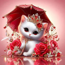 Load image into Gallery viewer, Diamond Painting - Full Round - Royal white cat with roses (30*30CM)
