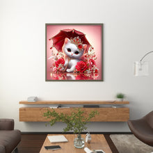 Load image into Gallery viewer, Diamond Painting - Full Round - Royal white cat with roses (30*30CM)
