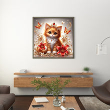 Load image into Gallery viewer, Diamond Painting - Full Round - Royal orange cat with flowers and butterflies (30*30CM)
