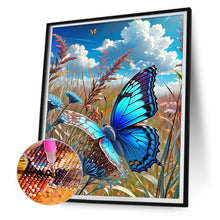 Load image into Gallery viewer, Diamond Painting - Full Round - Blue butterfly in the sun (30*40CM)
