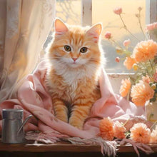 Load image into Gallery viewer, Diamond Painting - Full Round - cat by window (30*30CM)

