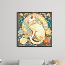 Load image into Gallery viewer, Diamond Painting - Full Round - white cat and rose (30*30CM)
