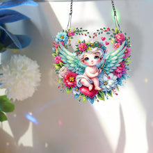 Load image into Gallery viewer, Single Sided Wreath Angel Rhinestone Diamond Art Window Pendants for Wall Decor
