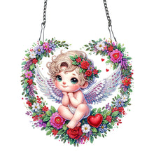 Load image into Gallery viewer, Single Sided Wreath Angel Rhinestone Diamond Art Window Pendants for Wall Decor
