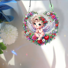 Load image into Gallery viewer, Single Sided Wreath Angel Rhinestone Diamond Art Window Pendants for Wall Decor
