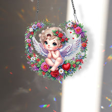 Load image into Gallery viewer, Single Sided Wreath Angel Rhinestone Diamond Art Window Pendants for Wall Decor
