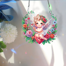 Load image into Gallery viewer, Single Sided Wreath Angel Rhinestone Diamond Art Window Pendants for Wall Decor
