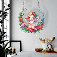 Load image into Gallery viewer, Single Sided Wreath Angel Rhinestone Diamond Art Window Pendants for Wall Decor
