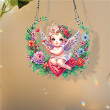 Load image into Gallery viewer, Single Sided Wreath Angel Rhinestone Diamond Art Window Pendants for Wall Decor
