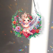 Load image into Gallery viewer, Single Sided Wreath Angel Rhinestone Diamond Art Window Pendants for Wall Decor
