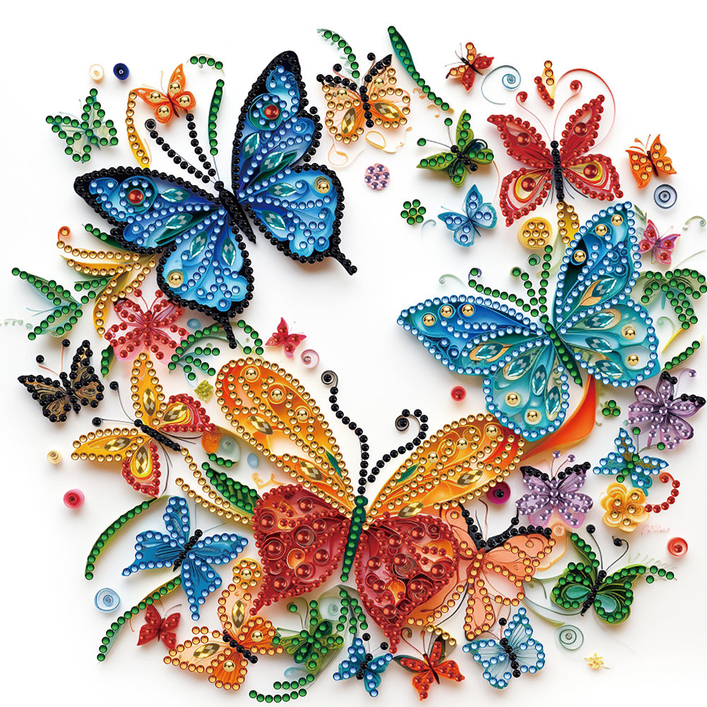 Diamond Painting - Partial Special Shaped - Flowers and butterflies paper painting (30*30CM)