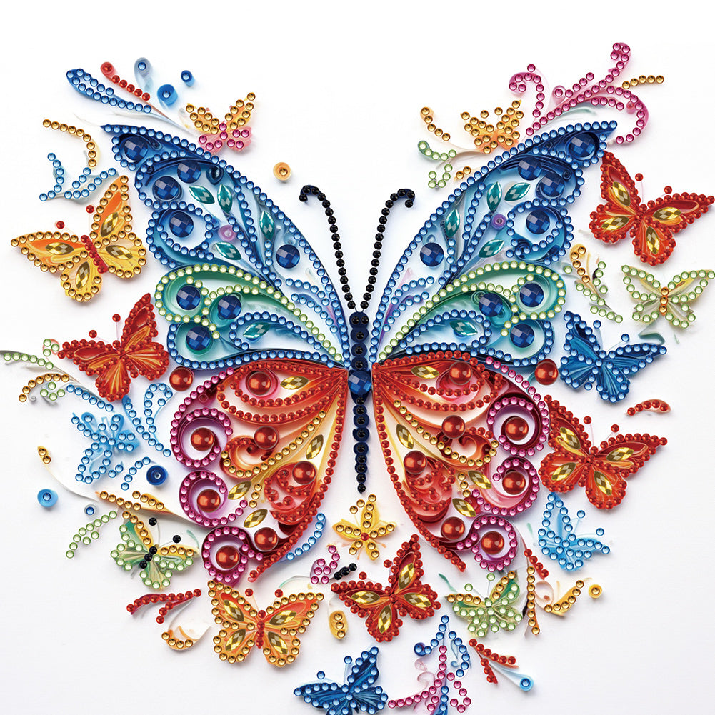 Diamond Painting - Partial Special Shaped - Flowers and butterflies paper painting (30*30CM)