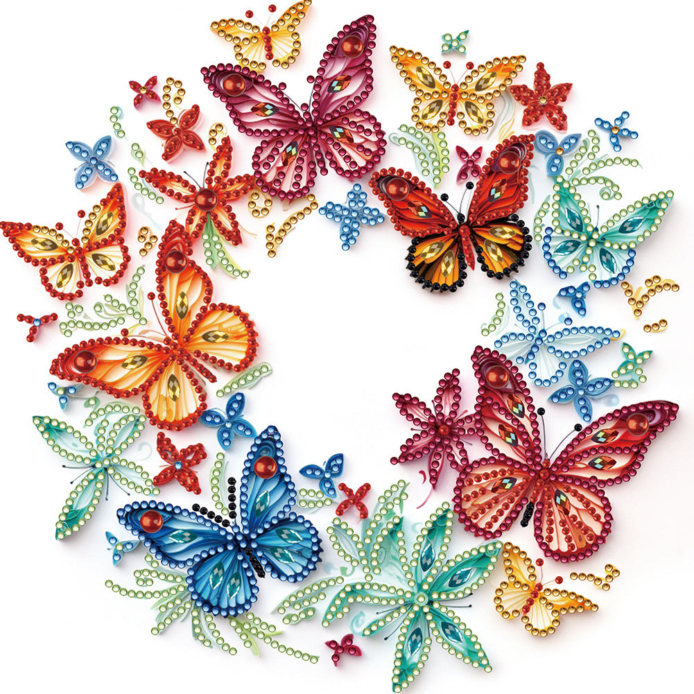 Diamond Painting - Partial Special Shaped - Flowers and butterflies paper painting (30*30CM)