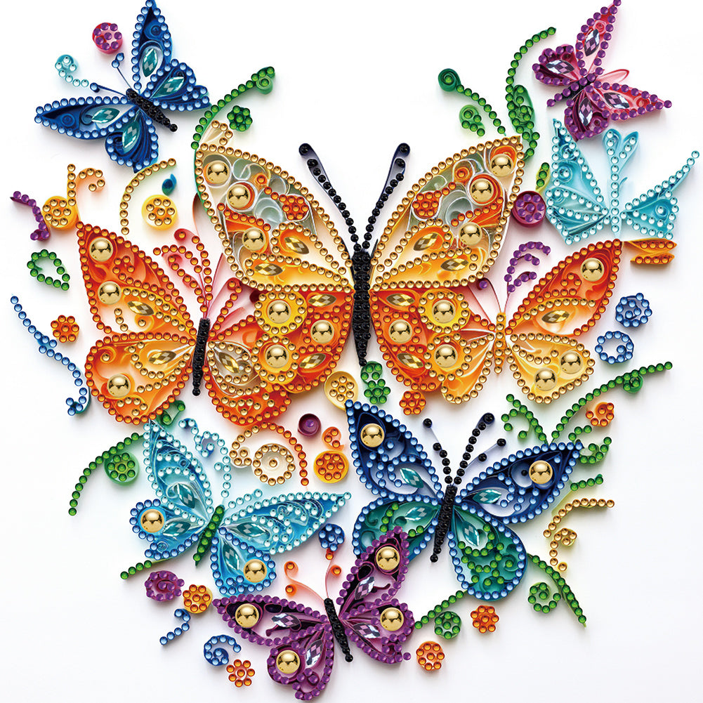 Diamond Painting - Partial Special Shaped - Flowers and butterflies paper painting (30*30CM)