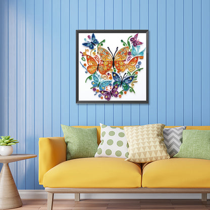 Diamond Painting - Partial Special Shaped - Flowers and butterflies paper painting (30*30CM)