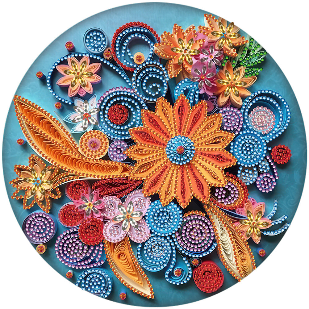 Diamond Painting - Partial Special Shaped - Blue flower quill paper painting (30*30CM)