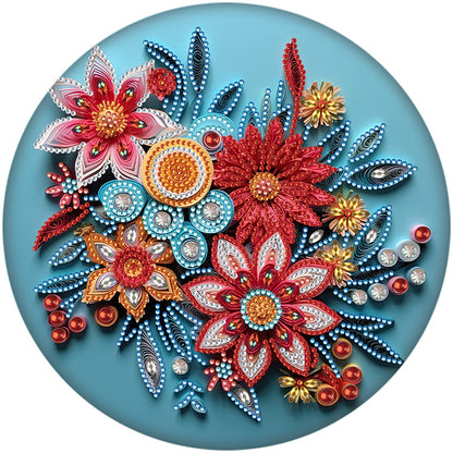 Diamond Painting - Partial Special Shaped - Blue flower quill paper painting (30*30CM)