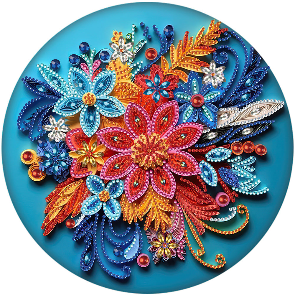 Diamond Painting - Partial Special Shaped - Blue flower quill paper painting (30*30CM)