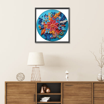 Diamond Painting - Partial Special Shaped - Blue flower quill paper painting (30*30CM)
