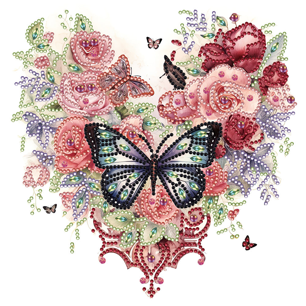 Diamond Painting - Partial Special Shaped - love butterfly rose (30*30CM)