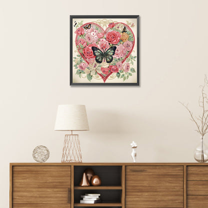 Diamond Painting - Partial Special Shaped - love butterfly rose (30*30CM)