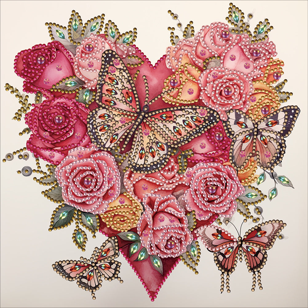Diamond Painting - Partial Special Shaped - love butterfly rose (30*30CM)
