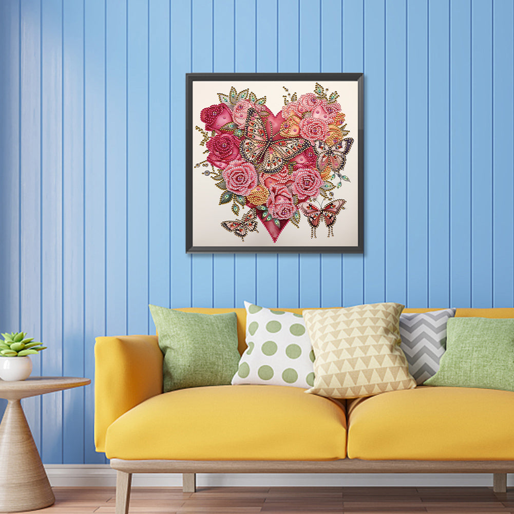 Diamond Painting - Partial Special Shaped - love butterfly rose (30*30CM)