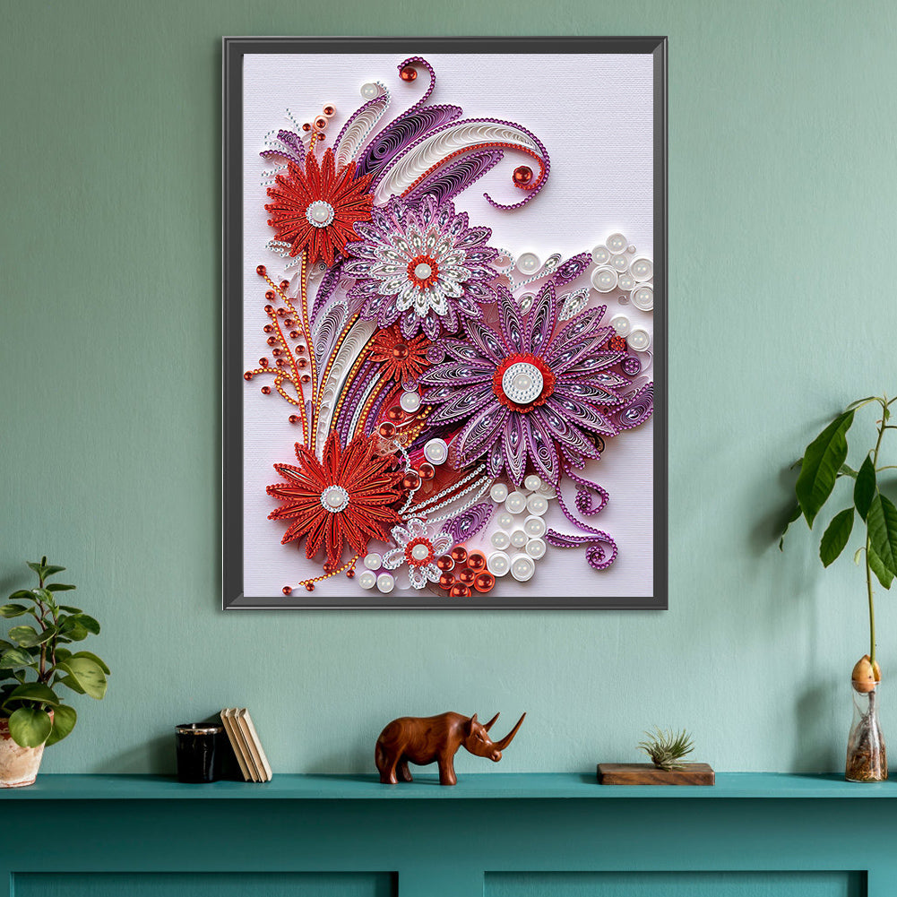Diamond Painting - Partial Special Shaped - Flower quill painting (30*40CM)