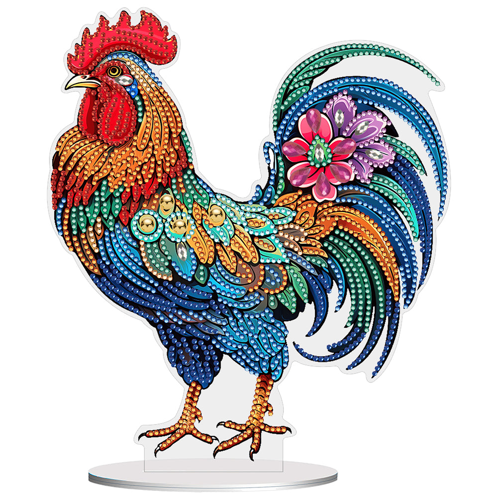 Handmade Rooster Acrylic Special Shape Desktop Diamond Painting Art Office Decor