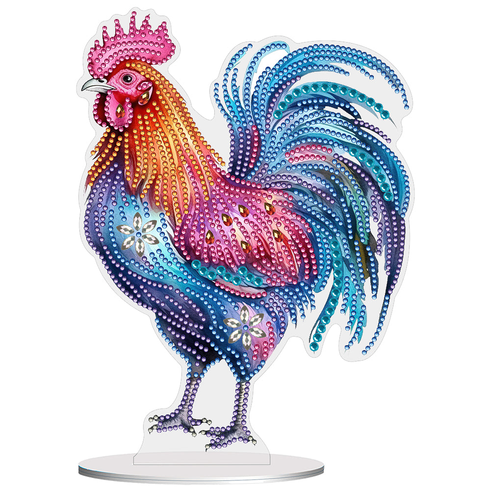 Handmade Rooster Acrylic Special Shape Desktop Diamond Painting Art Office Decor